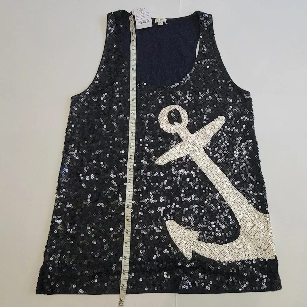 J. Crew Sequin Anchor Nautical Racerback Tank Top - Picture 7 of 14